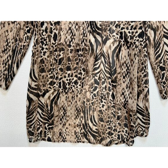 Dana Buchman Womens Coatigan Jacket Brown Snakeskin Animal Print Open Front Y2K - Picture 10 of 11